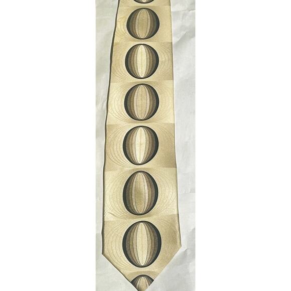 3 Silk Necktie LOT Blue Gold Paisley Silver Microdot Cream Medallion—Formal Set - Picture 9 of 12